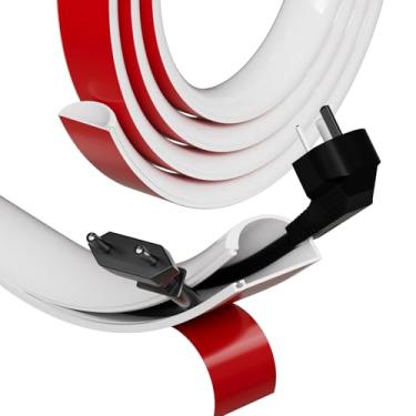 Imagem de Escondedor de cabo de silicone para 2 a 3 cabos, capas de fio de abertura lateral para cabos na parede, pista de cabos autoadesivos, ocultador de fios de TV, ocultador de cabos de TV para TV montada