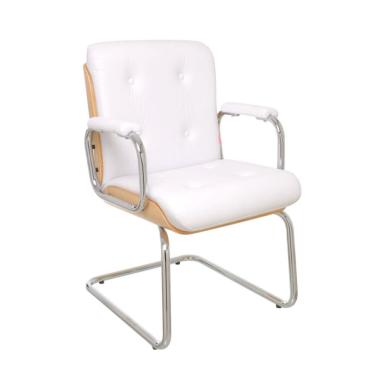 Imagem de Cadeira de Escritório Secretária Wood Branca e Carvalho