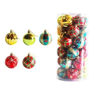 Imagem de oshhni 30x Bolas penduradas coloridas de Natal de 2,36 polegadas, enfeites para fotos, decorações de árvore de de Natal para lembrancinhas de festa, Vermelho Verde Ouro