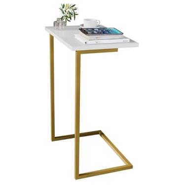 Imagem de Mesa Lateral Notebook com Pés de Ferro Elegante Apoio Sala Sofá Moderna Decoração Pé Dourado (Pé Dourado)