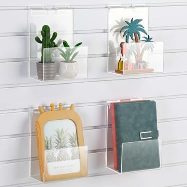 Imagem de Briwooody Pacote com 4 prateleiras Slatwall J, prateleiras de slatwall de acrílico transparente com acessórios de armazenamento para pendurar nos lábios, boutiques de exibição de varejo, lojas