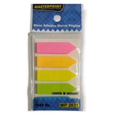 Imagem de Bloco adesivo marca pagina mp2031 seta neon 5 cores Masterprint