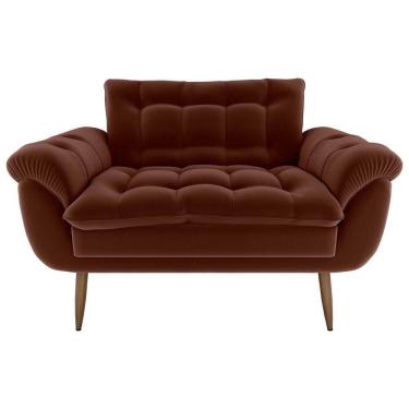 Imagem de Sofá Namoradeira Pequeno Confortável 1,25 Larg Xangai Matrix Veludo Ferrugem