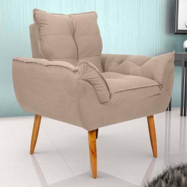 Imagem de Poltrona Opala Tokio Para Descanço Confortável Toquio Matrix Suede Bege