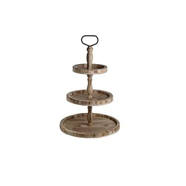 Imagem de Suporte de bolo suporte de sobremesa bandeja de bolo dupla de três camadas bandeja de decoração de mesa de sobremesa de madeira adereços prato de bolo doces cupcake sobremesa prateleiras de exibição