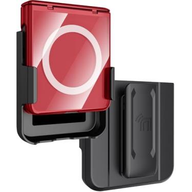 Imagem de Nakedcellphone Capa de celular Electro Combo para Samsung Galaxy Z Flip 7 com suporte de clipe de cinto - protetor de tela integrado - capa de dobradiça - compatível com MagSafe - Vermelho