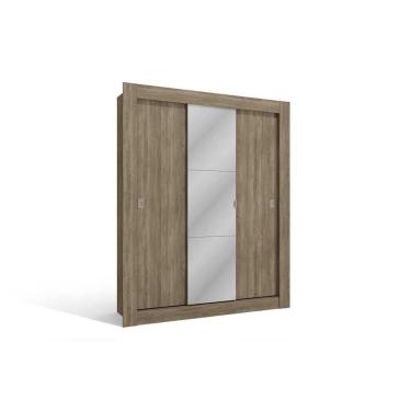 Imagem de Guarda Roupa Solteiro 3 Portas De Correr (1 C/ Espelho) H563 Nogal - Kappesberg