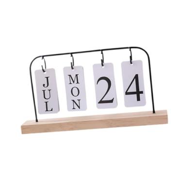 Imagem de oshhni Calendário de madeira dobrável, mês, dia, exibição, mesa, calendário de pé, fotografia, acessórios para mesa, Preto