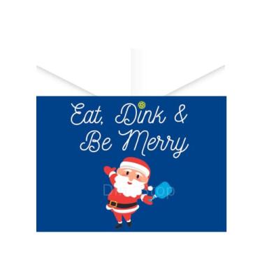 Imagem de 12 cartões de Natal "Eat Dink & Be Merry" Pickleball com envelopes | Cartões de Pickleball de 18 x 12 cm | Cartolina de qualidade para presentes de pickleball