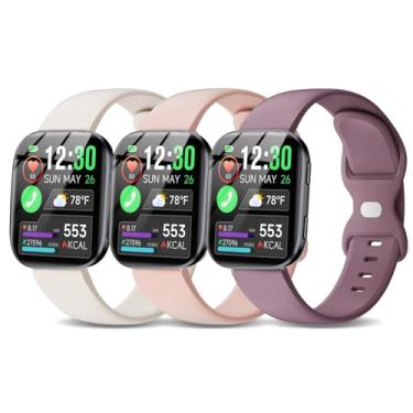 Imagem de Kollody Pacote com 3 pulseiras de relógio esportivo de silicone compatíveis com smartwatch GloryFit T80/T70/T60/T50, pulseira de substituição macia à prova d'água de 22 mm para acessório GloryFit P99
