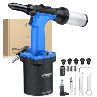 Imagem de VORXEON Kit de pistola de rebite pneumático de sucção automática 3/81.3 cm - 1/10.2 cm pressão de tração da pistola de rebite de ar 3086 lbf