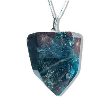 Imagem de Colar Pontinha Apatita Azul Pedra Natural Pino Prata 950 - CristaisdeC