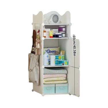 Imagem de Armário De Plástico Infantil Simples Para Dormitório Organizador De Ro