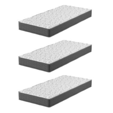 Imagem de Kit 3 Colchão Solteiro Montreal D28 88x188x17 Grafite Grafite