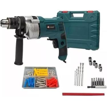 Imagem de Furadeira De Impacto 1000w Parafusadeira 13mm 28 Pçs Com Maleta (110, Volts)