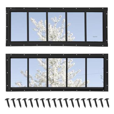 Imagem de NOTASA Janelas de galpão, 2 unidades, janelas de popa 25,4 x 73,7 cm com vidro temperado, janela de portas de garagem para galinheiro, casa de brinquedo, casa de brinquedo (preta)