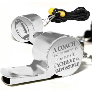 Imagem de CREATCABIN 1 caixa apito de árbitro de rúgbi de aço inoxidável para treinadores com cordão prata metal alto som claro equipamento de professor para funcionários de esportes, futebol, escola