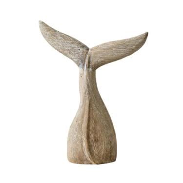Imagem de Ｂｅｓｇａ Decoração de mesa de cauda de baleia, estátua, artesanato, decoração de casa, estatueta náutica, escultura de madeira para sala de estar, barco, L