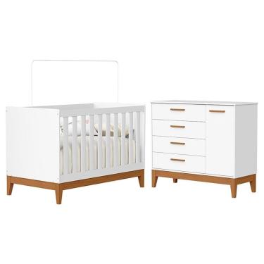 Imagem de Jogo de Quarto Infantil Flip Cômoda 1 Porta e Berço Americano - Reller Móveis