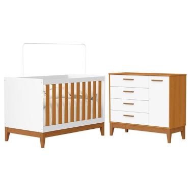 Imagem de Jogo de Quarto Infantil Flip Cômoda 1 Porta e Berço Americano - Reller Móveis