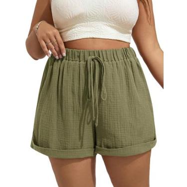 Imagem de Shorts largos MakeMechic, verde menta, elástico, 1GG, feminino