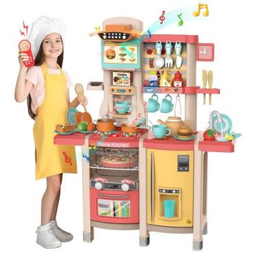 Imagem de Play Kitchen Sandinrayli Kids com 65 peças de brinquedos de cozinha ro