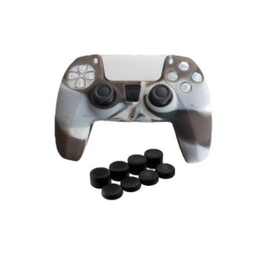 Imagem de Capa para controlador Ps5 Dualsense + 8 alças pretas de camuflagem - L