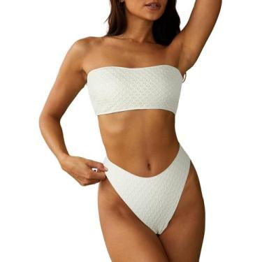 Imagem de Biquíni ZAFUL, roupa de banho feminina sem alças com nervuras e corte 