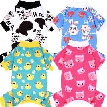 Imagem de Pijamas XPUDAC de 4 peças para cães pequenos e macacões de desenho ani