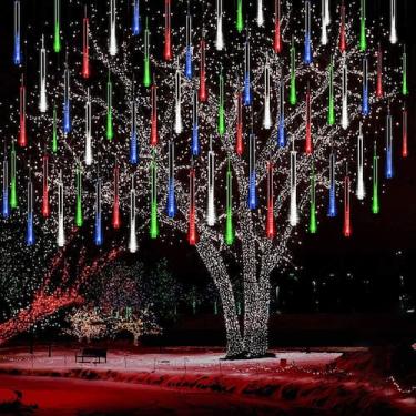 Imagem de Luzes de chuva de meteoros Kwaiffeo de 16 tubos impermeáveis multicolo