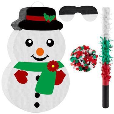 Imagem de Piñata de Natal Lewtemi Snowman 42x27x7,5cm com acessórios