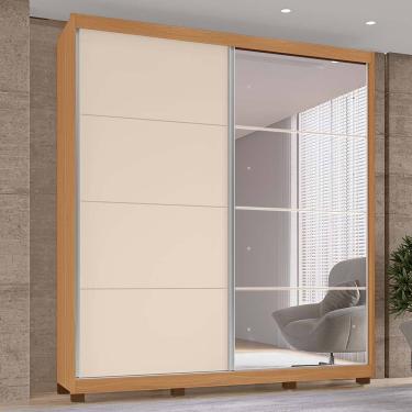 Imagem de Guarda-Roupas Rio 100% MDF Tuboarte 2 Portas de Correr 3 Gavetas c/ Kit de Espelho e Pés