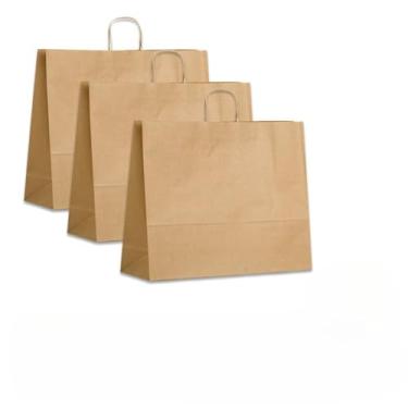 Imagem de Sacola de Papel PP, P, M e G Kraft Monolúcido Sacolinha Lembrancinha Alça Embalagem Fácil(M 50UND)