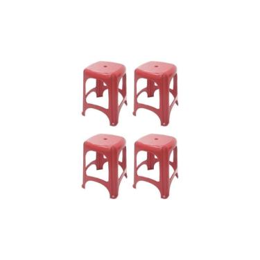 Imagem de Jogo 4 Banqueta Niterói Vermelha Tramontina