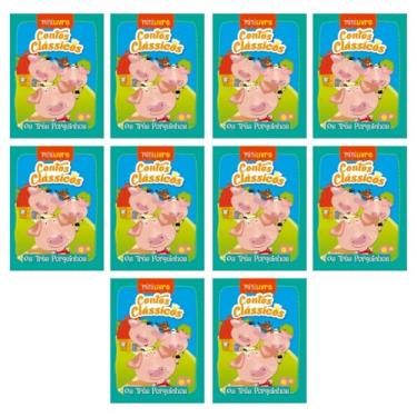 Imagem de Kit de 10 Mini Livros Infantis, Contos Clássicos, Os Três Porquinhos