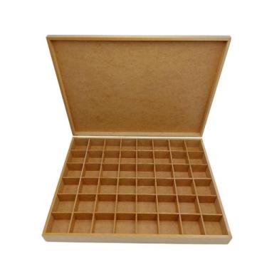 Imagem de Caixa Mdf Cru 40x30x5 Com Dobradiças E 48 Divisões Internas - DF Morae