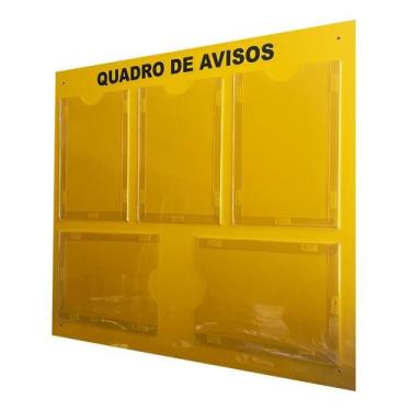 Imagem de Quadro Aviso Gestão Á Vista Painel 5 Displays A4 ACM Amarelo - DC Expr