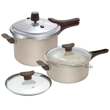 Imagem de Kit Jogo de Panelas de Pressão 3L e 4,5L Crema com fechamento externo 