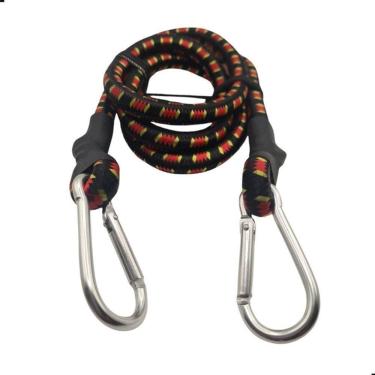 Imagem de Elástico Para Bagageiro Com Mosquetão Metálico 1,20m Corda Elástica Reforçada Para Carga Preto