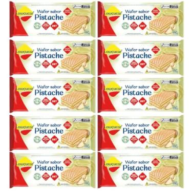 Imagem de Wafer Lowçucar Zero Açucares Sabor Pistache 115G - Kit com 10 Unidades