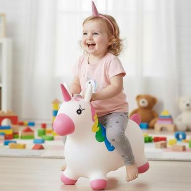 Imagem de Unicornio Upa Upa Cavalinho Rosa Brinquedo Infantil Menina - EINSTOK