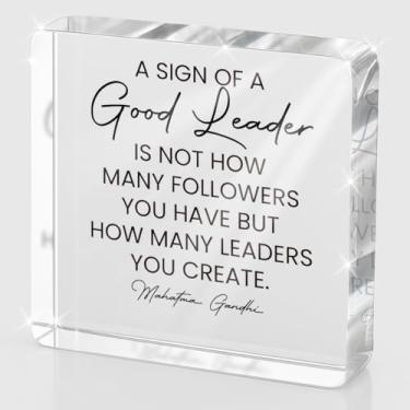 Imagem de Inspirational Boss Leader Appreciation Gifts Bosses Day Christmas Birthday Thank You Gifts for Women Men Leaders Mentor Supervisor Boss Lady Good Leader Placa acrílica para decoração de mesa de
