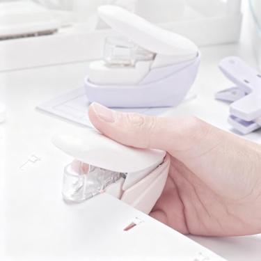 Imagem de Grampeador sem grampeador, 4 folhas, sem grampo, rosa, portátil, portátil