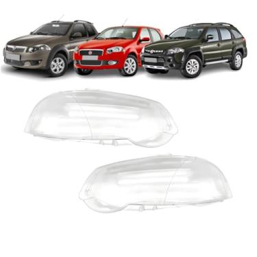 Imagem de Kit Par Lente Farol Palio Siena Strada 2008 2009 2010 2011 2012 2013 Modelo Lágrima Foco Duplo