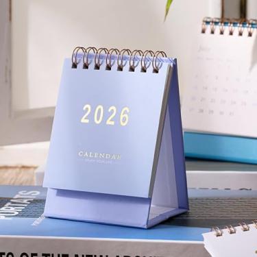 Imagem de Mini calendário de mesa 2025-2026 - Funciona de julho de 2025 a dezembro de 2026, calendário de mesa pequeno, 250 g/m², encadernação de fio duplo de papel grosso para escritório em casa, escola