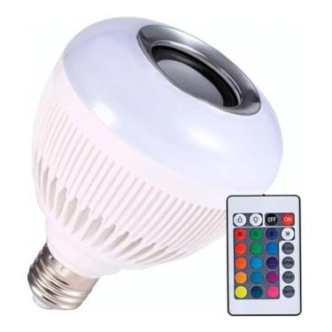 Imagem de Lâmpada LED Inteligente Bluetooth com Alto-Falante, RGB 12W, E27, Controle Remoto, Música, Bivolt, Multicolorida, 9,5x12,5cm