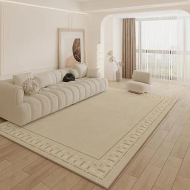 Imagem de Tapete creme para sala de estar, tapete luxuoso para quarto, cabeceira, carpete minimalista para casa (200 x 250 cm/X-QR 18)