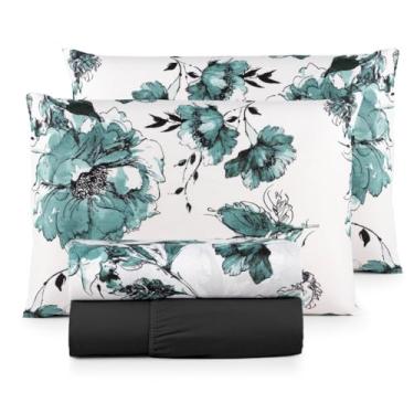 Imagem de Jogo de Lençol Casal Padrão 04 Peças 200 Fios Cama Box Estampado Toque Aveludado Macio(Elegance)