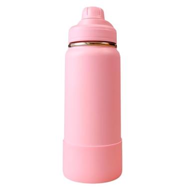 Imagem de Garrafa Térmica 1000ML - Duplamente Isolada a Vácuo, Aço Inox 304, Capa Protetora da Base de Silicone, Mantém Bebidas Gelada 24 horas e Quente 12 horas (rosa)