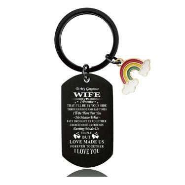 Imagem de Chaveiro personalizado em aço inoxidável preto para casal